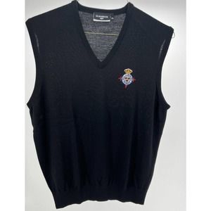 Glenmuir 1891 Mens Black Sweater Golf Vest Chest Embroidered Golf Logo Size Xl